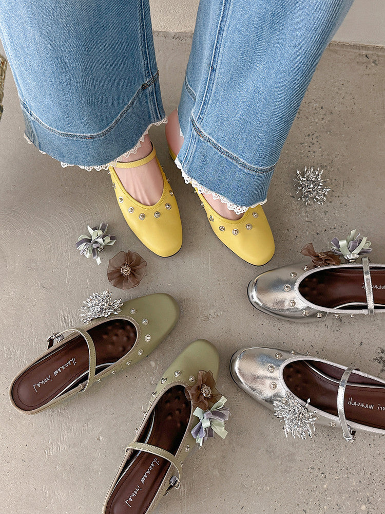 Karin Luna In Stock Spot Goods  Full-grain leather inside and out  Ultra Exquisite Round Toe Hidden Heel Closed-Toe Slippers
