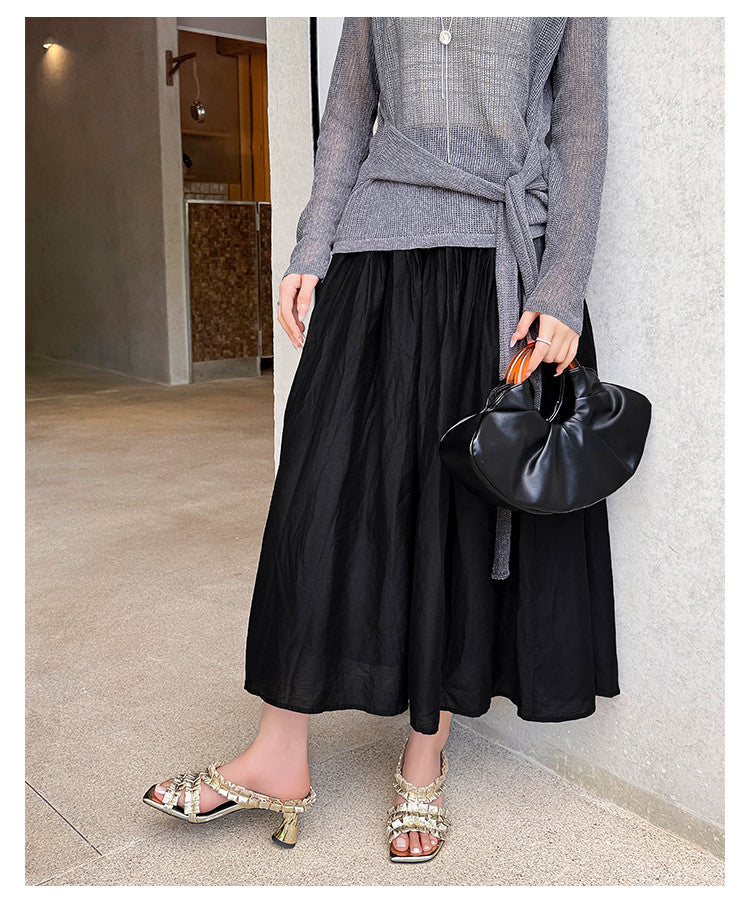 Karin Luna In Stock  Spot Goods  Unique Square-Toe Pleated Lace Sandals