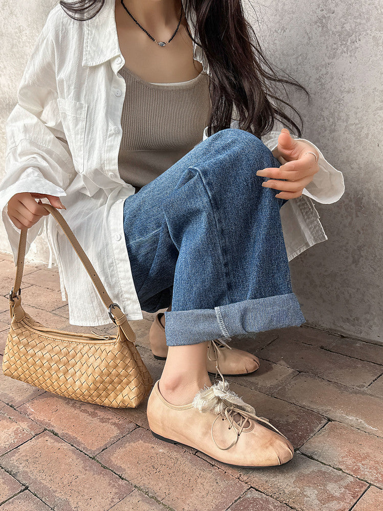 Karin Luna In Stock In Stock  Xiaohongshu Hot Sale Full Leather Round Toe Deep Mouth Single Shoes