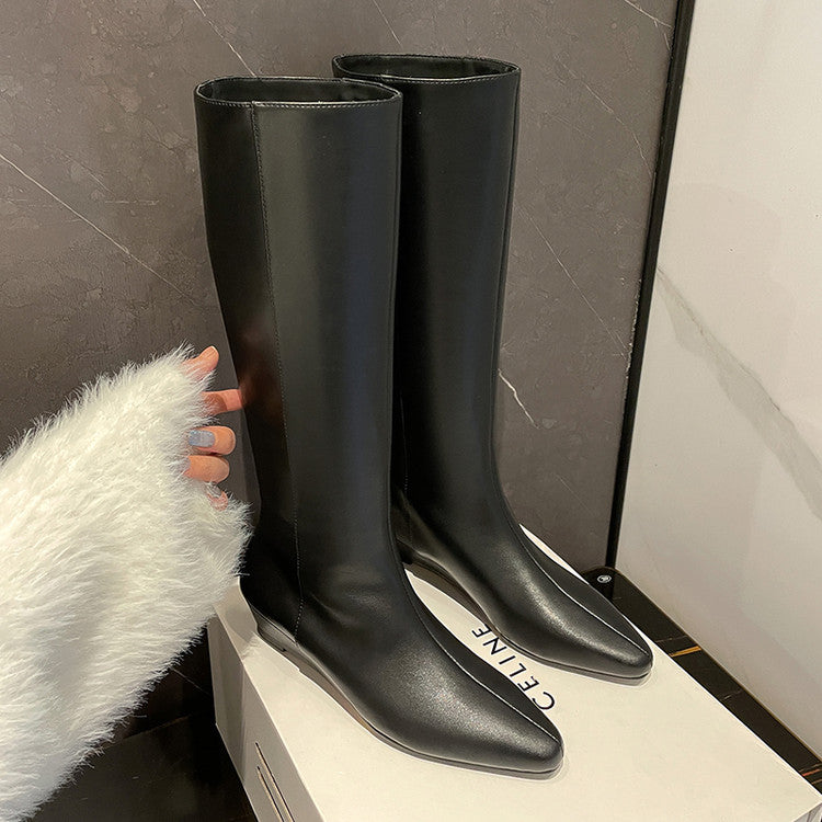 Karin Luna In Stock  In-stock Square Toe Straight Slip-on Long Boots