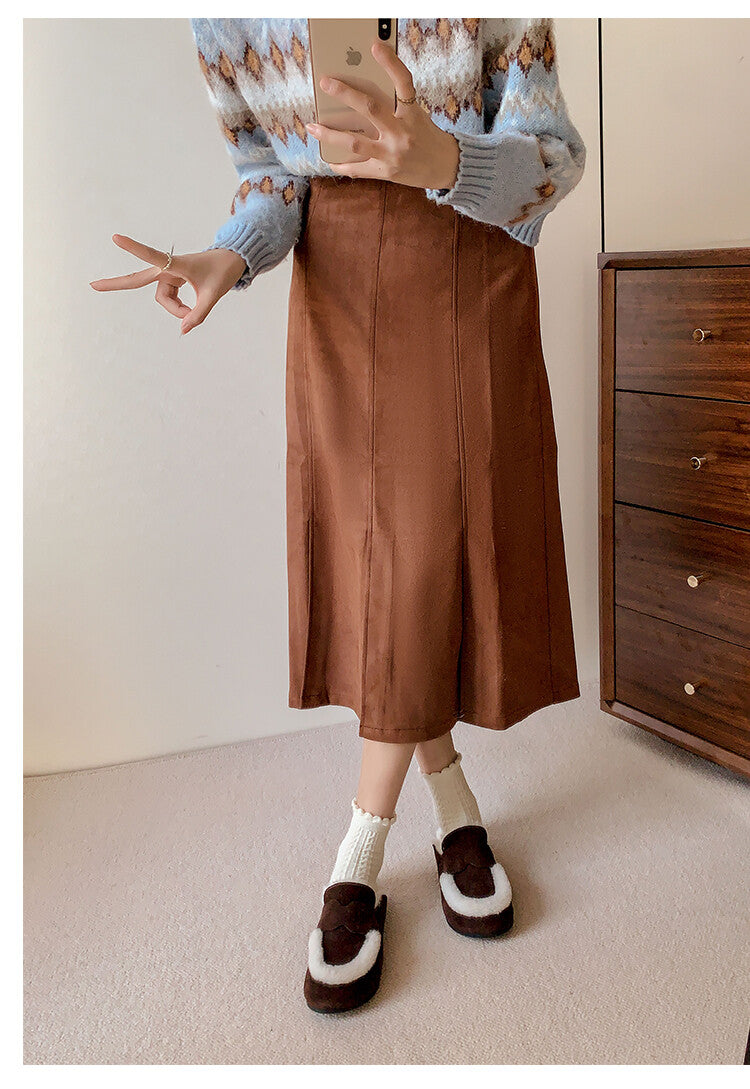 Karin Luna In Stock Look~This is such thick lamb wool Winter Atmosphere！Cowhide Leather Lamb Wool Round Toe Flat Sole Half Support！