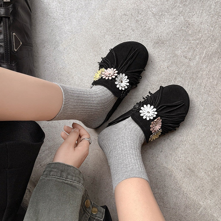 Karin Luna   Tassel Three-Dimensional Flower Thick-Soled Closed-Toe Slippers