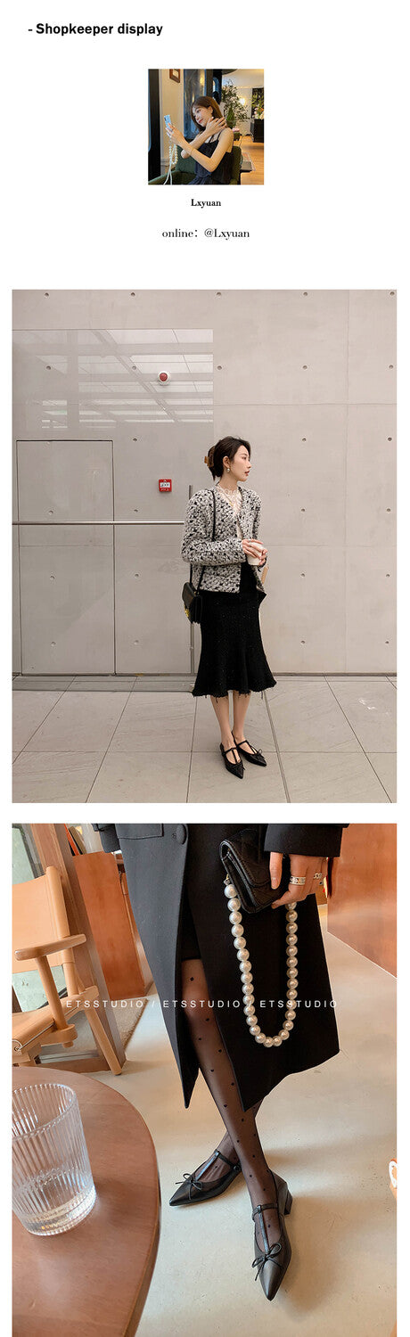 Karin Luna is a perfect Korean drama heroine~French Retro Style Full leather inside and out Pointed Bowknot