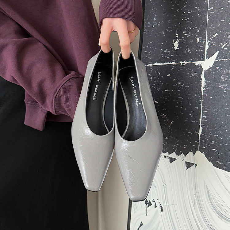 Karin Luna In Stock In Stock ~Basic Versatile French Style Small Square Toe Shallow Mouth Single Shoes