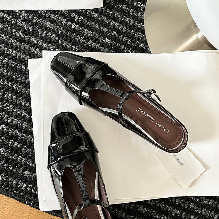 Karin Luna In Stock Spot Goods  t Square-Toed Full Leather Basic Slippers