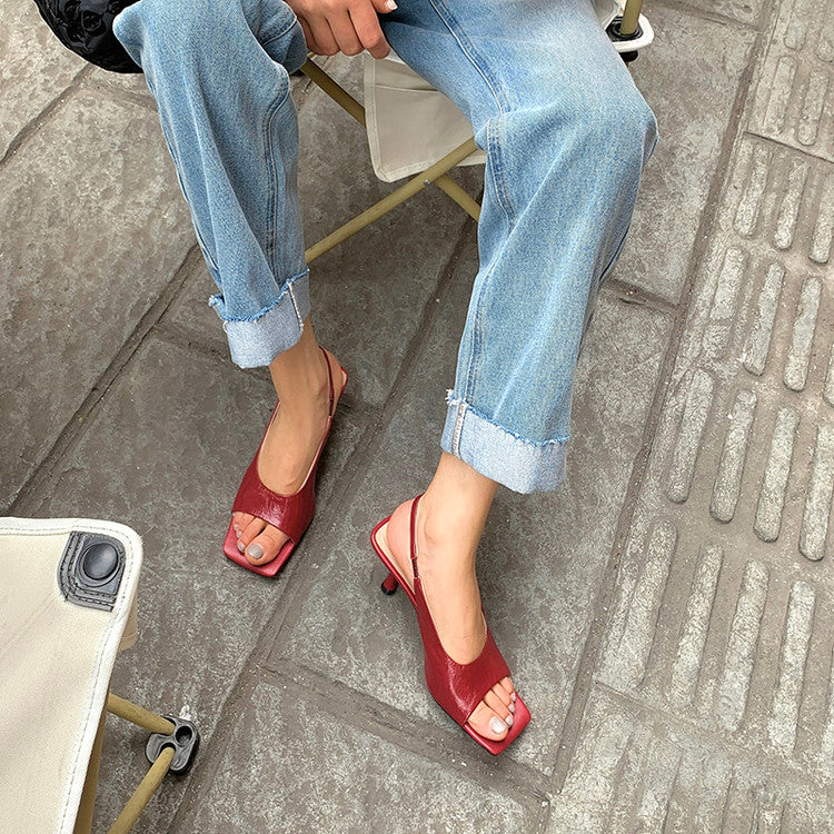 Karin Luna Classic Style Square Toe Open Toe French Retro Sandals