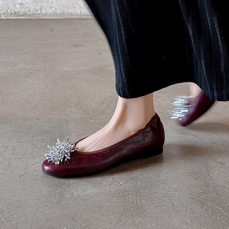Karin Luna Full Leather Inside and Out~Gorgeous Fireworks Flat Granny Shoes
