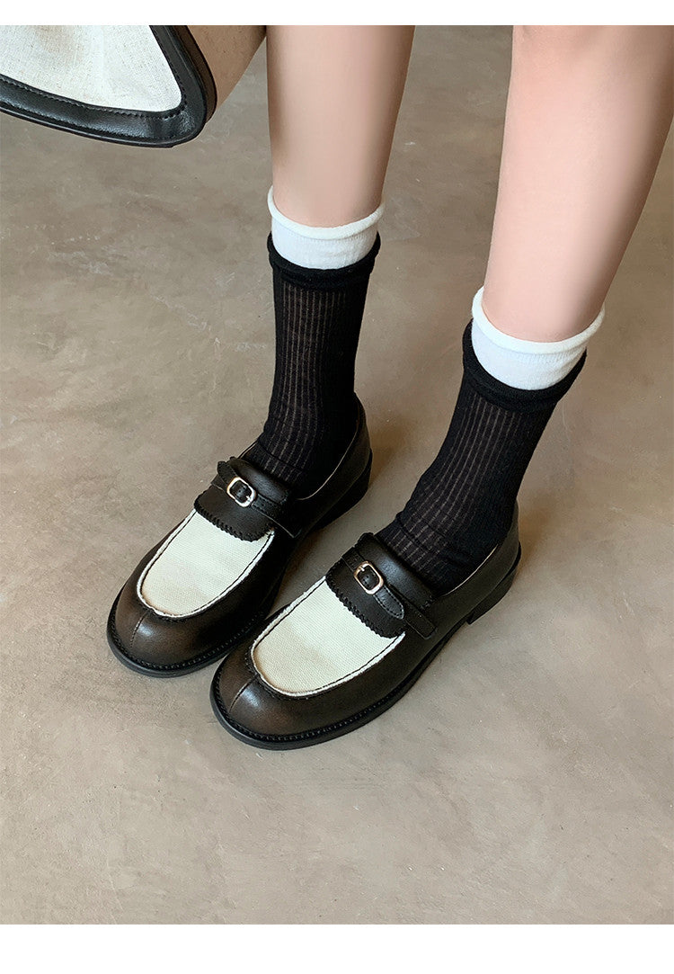 Karin Luna Casual Shoes Series~  In stock Classic color-blocking British style deep-mouth single shoes