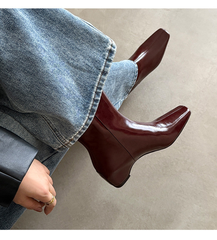 Karin Luna Basic Versatile  Square toe Hot-selling Short Boots