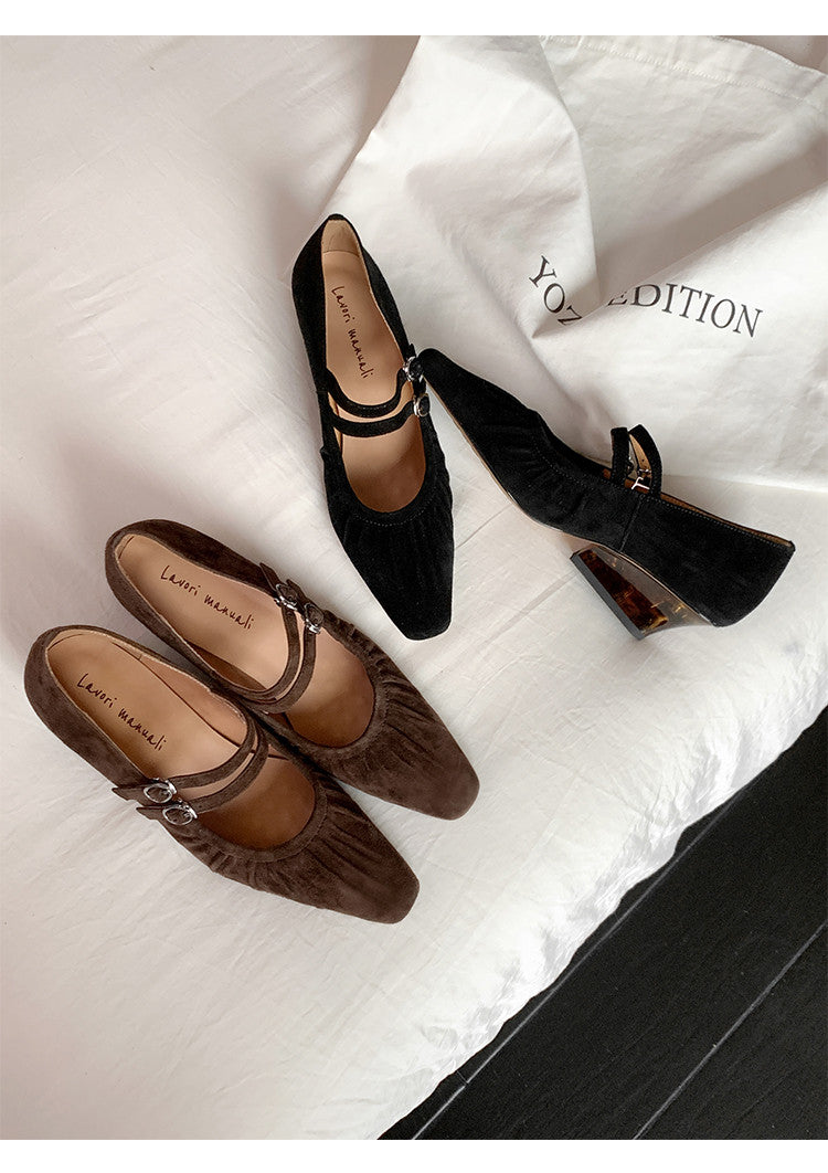 Karin Luna Full Leather Inside and Out Popular Element Amber Heel Elegant French Style Single Shoes