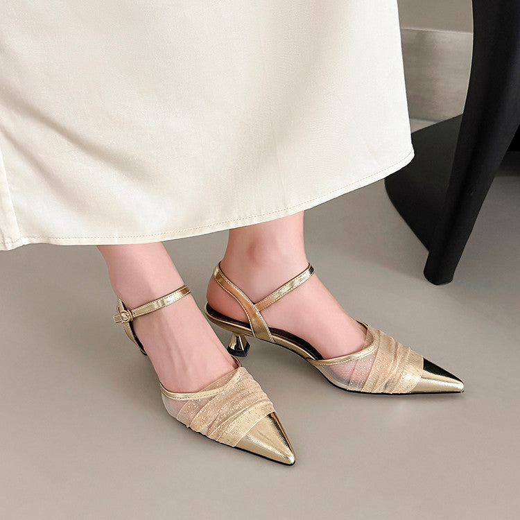 Karin Luna In Stock Spot Goods  Elegant Mesh Pointed Toe Sandals