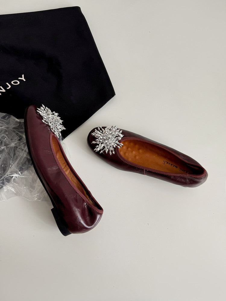 Karin Luna Full Leather Inside and Out~Gorgeous Fireworks Flat Granny Shoes