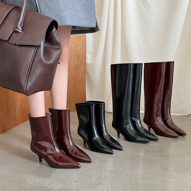Karin Luna In Stock Spot Goods Minimalist Tube Kitten Heel Short Boots