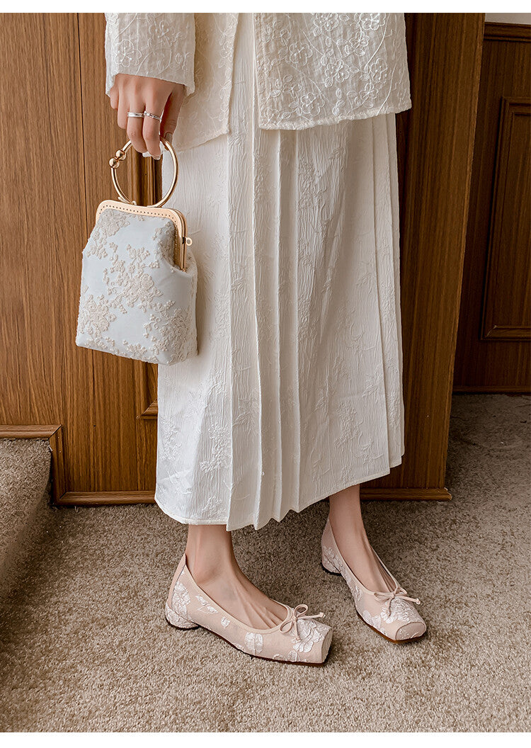 Karin Luna In Stock  In stock  Vintage Chinese Style Embroidered Rose~ Butterfly Knot Granny Shoes