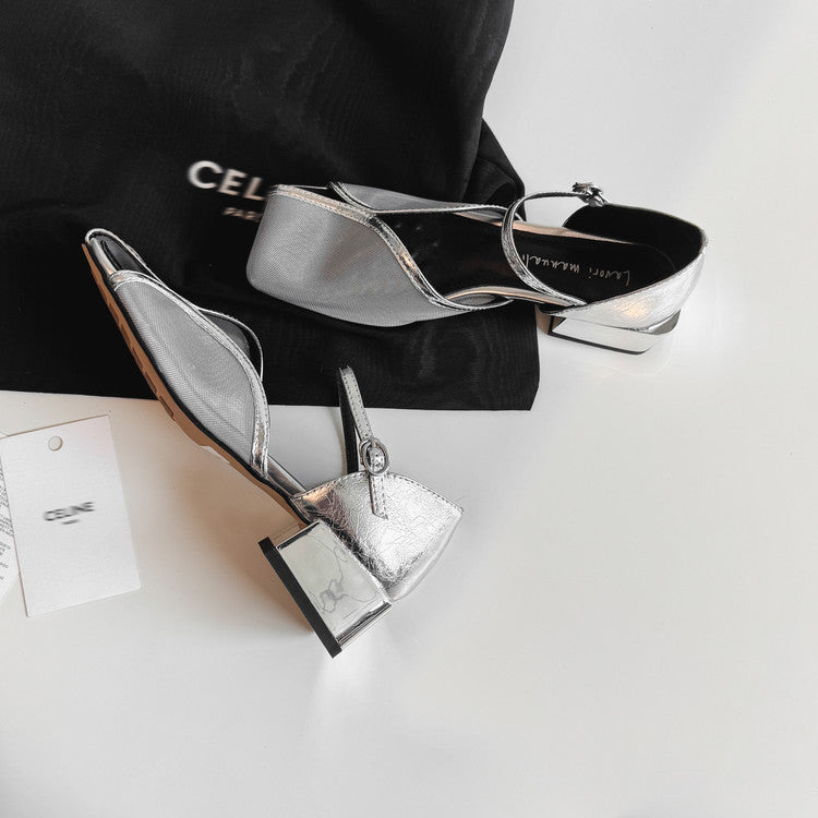Karin Luna In Stock In Stock  Internet Celebrity Style Square Toe Mesh Chunky Heel Sandals