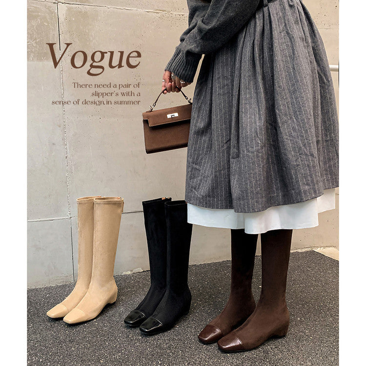 Karin Luna In Stock In Stock Patchwork Long Boots Elegant Versatile