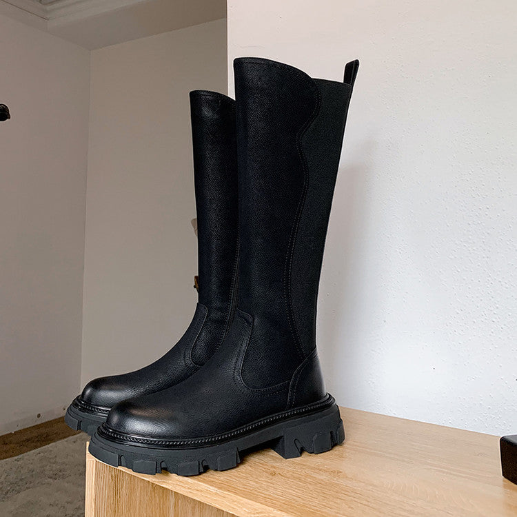 Karin Luna In Stock Versatile Irregular Stretch Fabric Long Boots