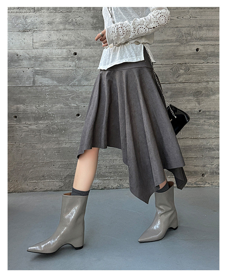 Karin Luna Elegant Pointed Toe Hidden Wedge Short Boots