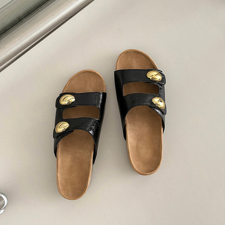 Karin Luna   Casual Style   Thick Sole Belt Buckle Slide Sandals