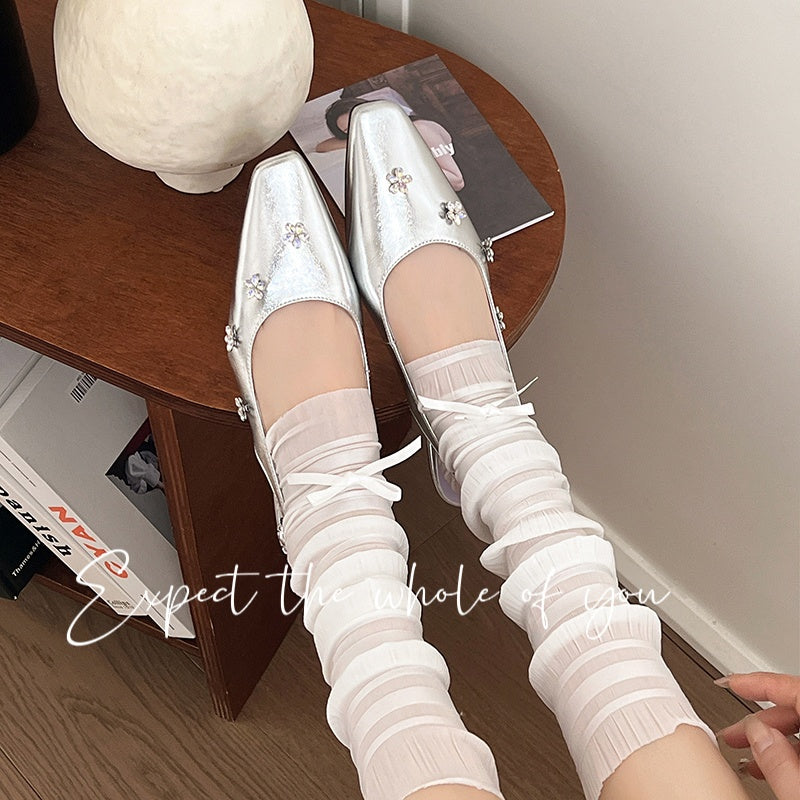 Karin Luna In Stock  Spot Goods  Rhinestone Small Square Toe Closed-Toe Sandals