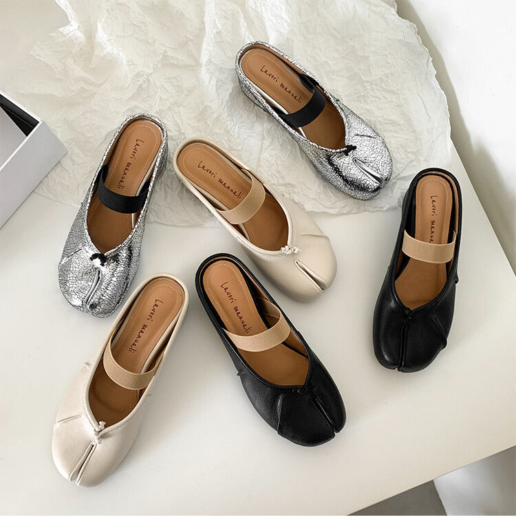 Karin Luna Classic Split-Toe Shoes  Explosive Pattern One-Strap Mary Jane Height-Increasing Full Leather Closed-Toe Slippers