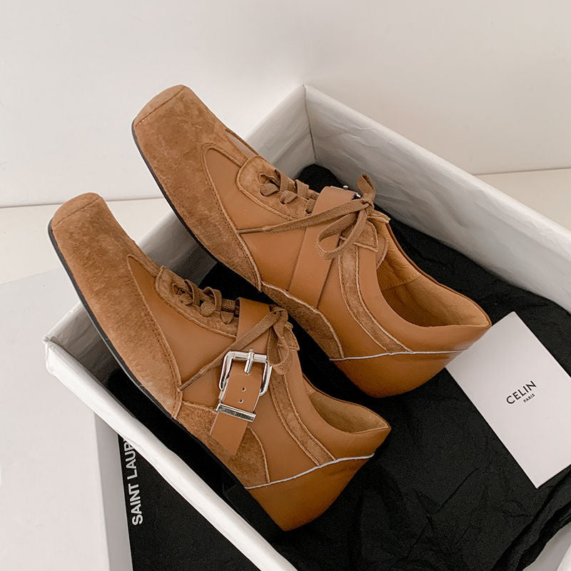 Karin Luna In Stock Spot Goods  Designed retro square-toe ballet shoes with laces