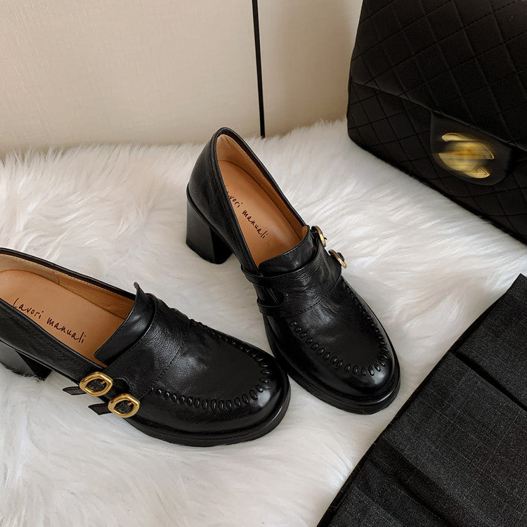 Karin Luna Bestseller Hot-Selling Derivative Edition Self-contained Strap Buckle Casual Loafers