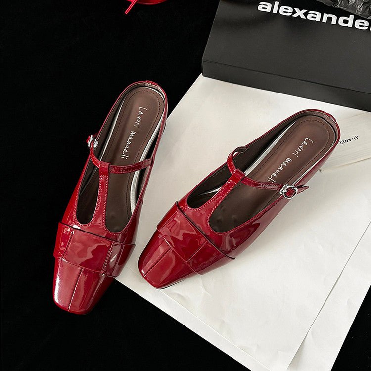 Karin Luna In Stock Spot Goods  t Square-Toed Full Leather Basic Slippers
