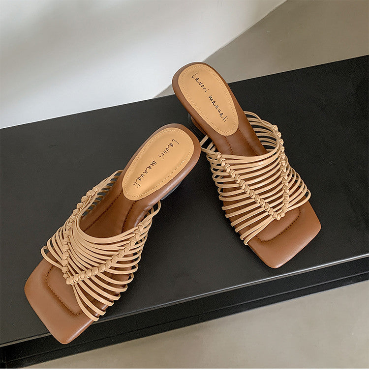 Karin Luna Bestseller Woven Vacation Style Series~ Elegant High Heel Slippers