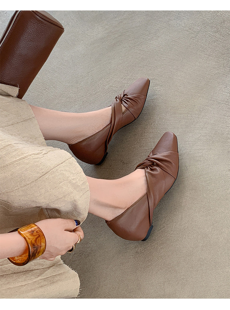 Karin Luna Cross Design Square Toe Hidden Wedge Shoes