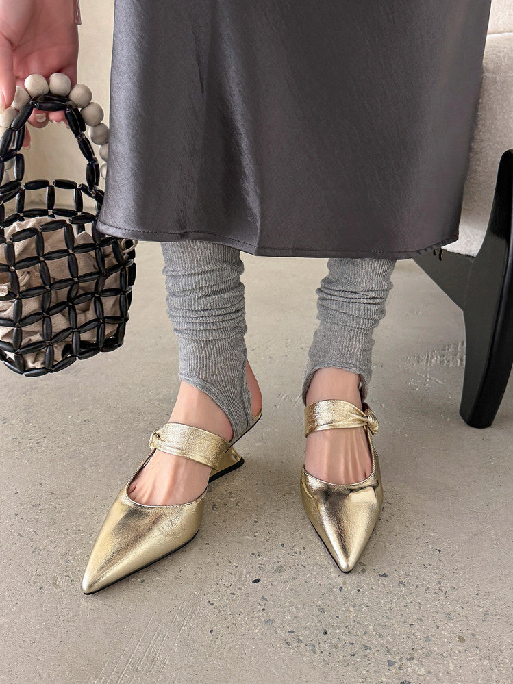 Karin Luna In Stock Spot Goods  Pointed Toe Irregular Heel Elegant Retro Strap Slippers