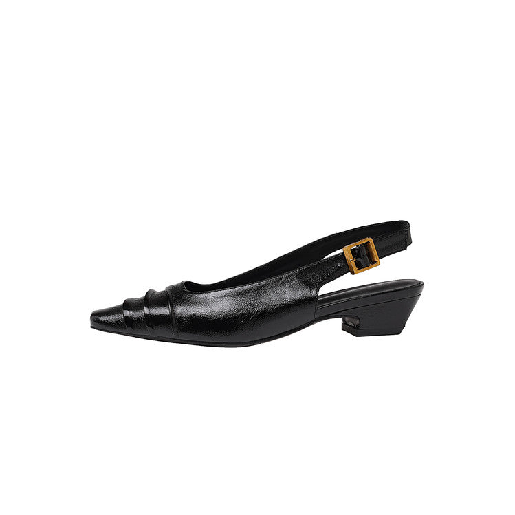 Karin Luna French Retro Square Toe Wrinkled Closed-Toe Sandals