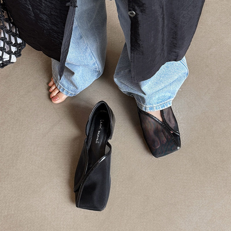 Karin Luna In Stock Spot Goods  Square Toe Mesh Sandals