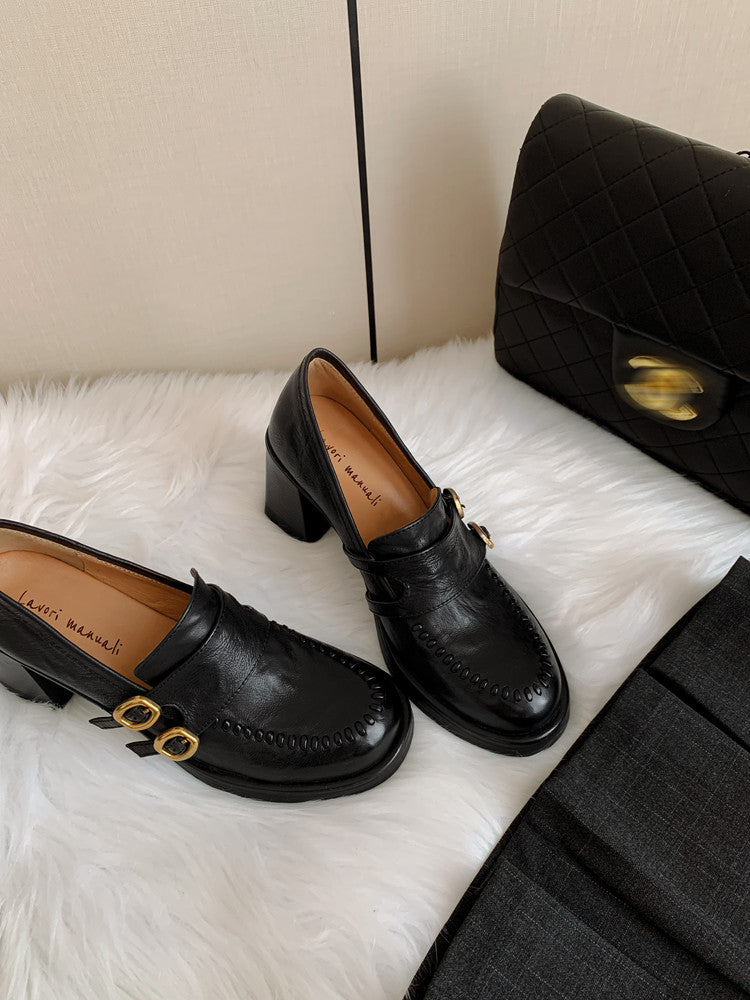 Karin Luna Bestseller Hot-Selling Derivative Edition Self-contained Strap Buckle Casual Loafers