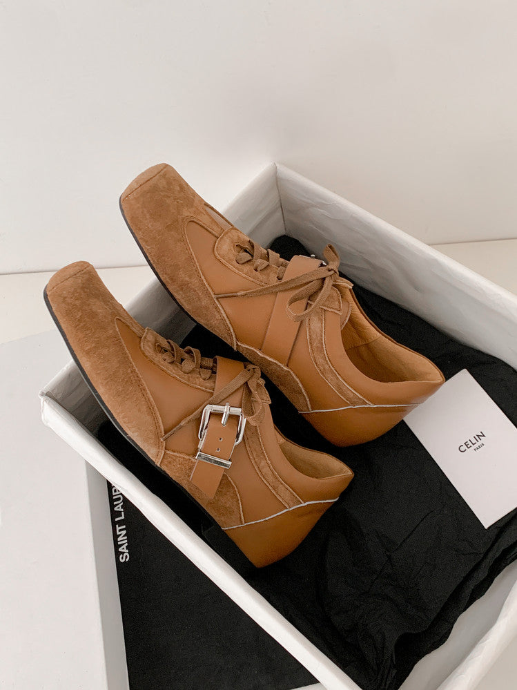 Karin Luna In Stock Spot Goods  Designed retro square-toe ballet shoes with laces