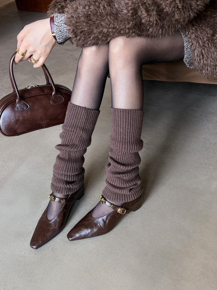 Karin Luna In Stock Spot Goods    Retro Classic Metal Camellia Irregular Heel Single Shoes
