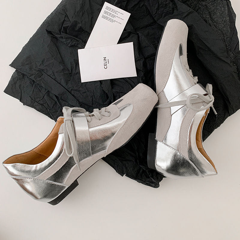 Karin Luna In Stock Spot Goods  Designed retro square-toe ballet shoes with laces