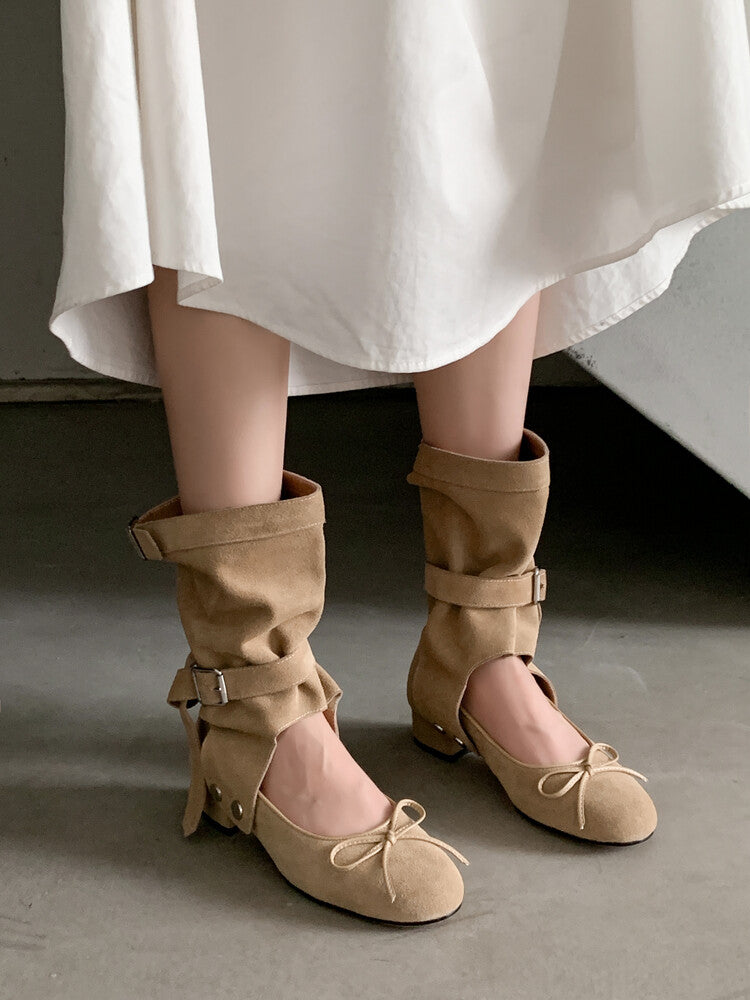 Karin Luna In Stock  Summer  Popular  Detachable Two-Way Vintage Mary Jane Plus Tube Long Boots