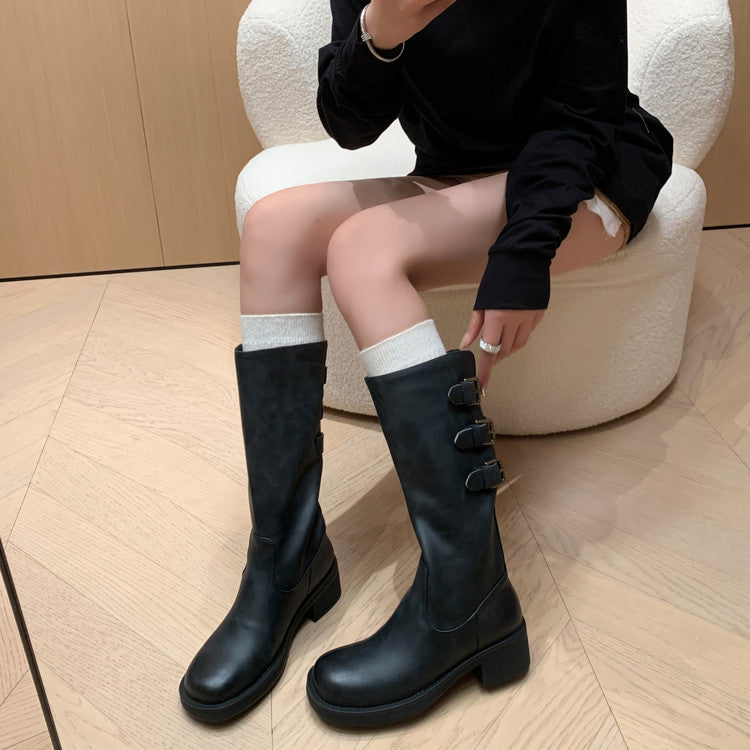 Karin Luna In Stock In Stock Thigh Circumference Belt Buckle Thick Sole Rider Boots