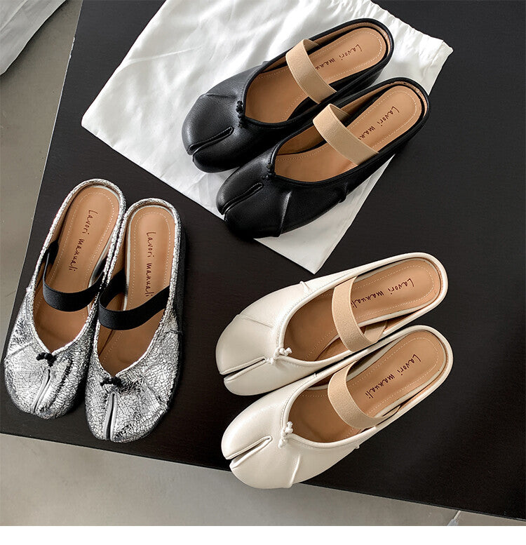 Karin Luna Classic Split-Toe Shoes  Explosive Pattern One-Strap Mary Jane Height-Increasing Full Leather Closed-Toe Slippers