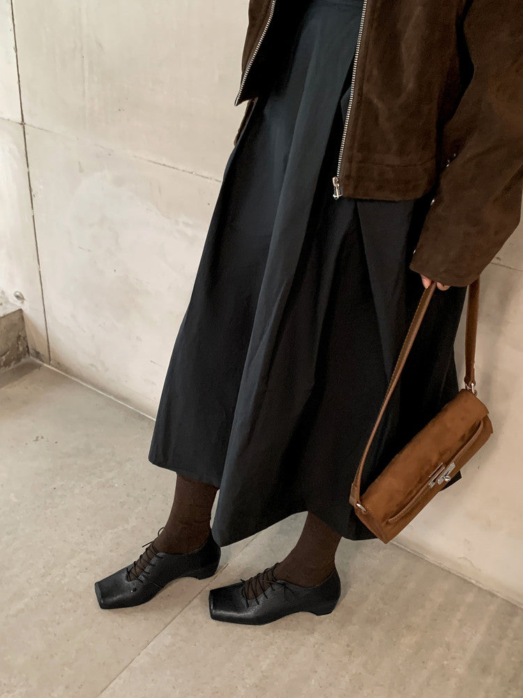 Karin Luna In Stock Spot Goods Elephant Pattern Series~Square-Toed Old Money Style Internal Height-Increasing Flats