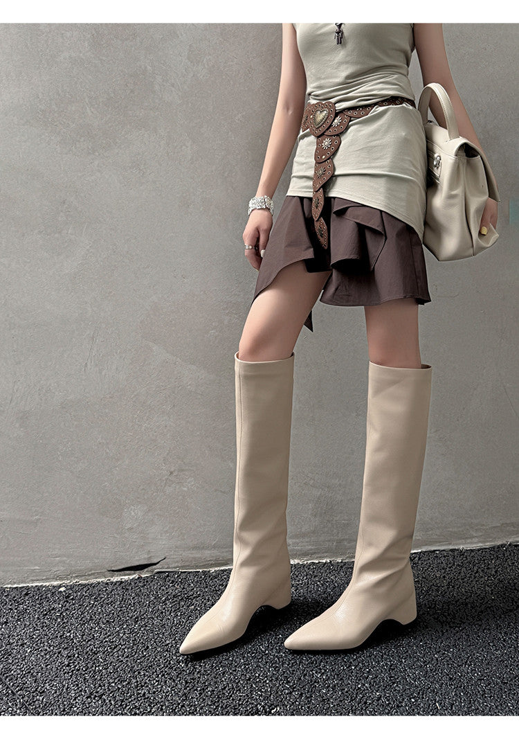 Karin Luna Hot-Selling Internal Height Increase Pointed Toe Straight-Leg Hot-Selling Long Boots