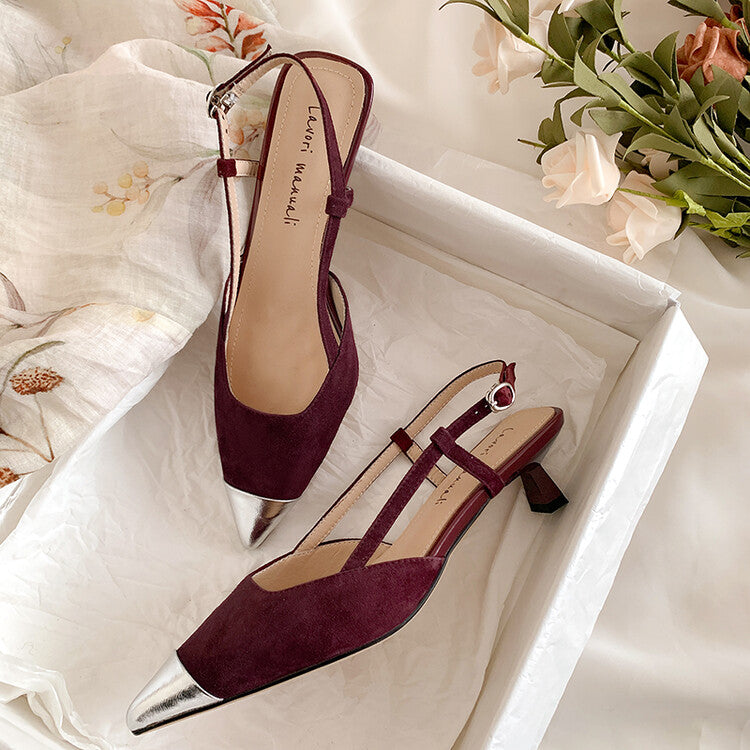 Karin Luna In Stock 24New Year's stock is now available Color Block Pointed Toe Full Leather Sandals