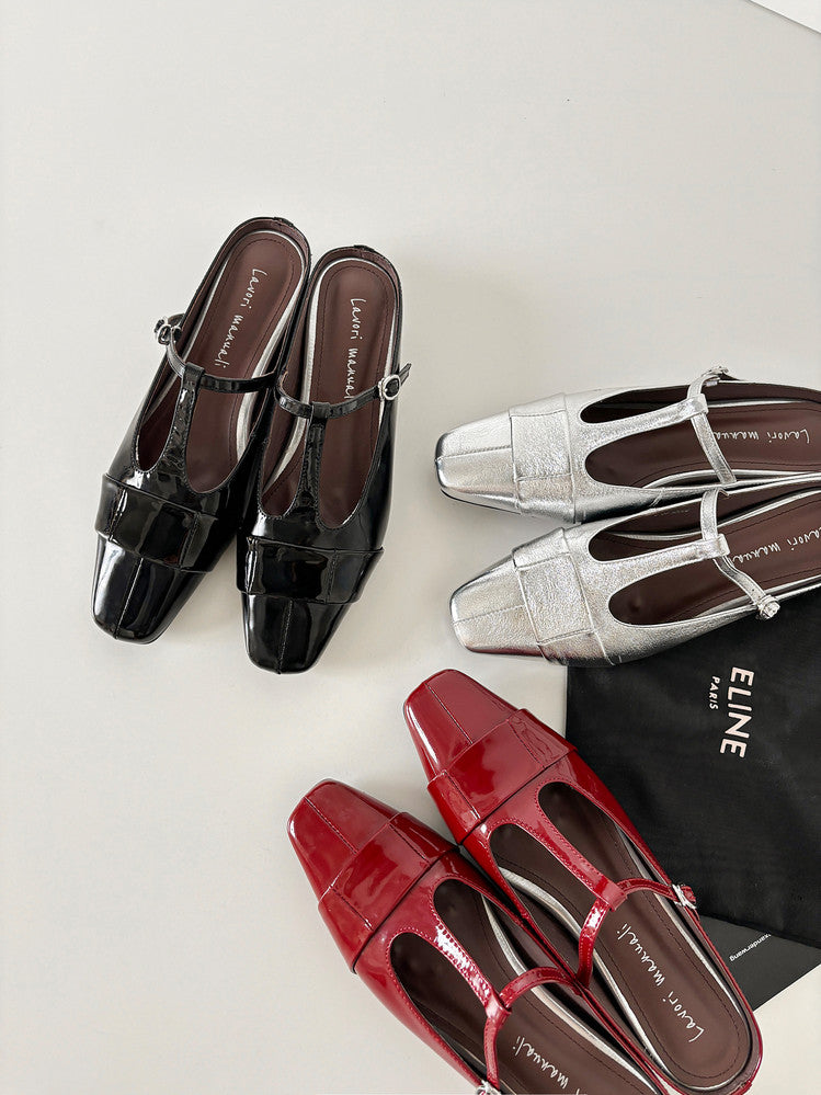 Karin Luna In Stock Spot Goods  t Square-Toed Full Leather Basic Slippers