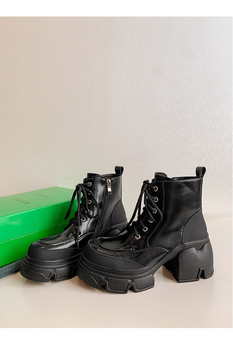 Karin Luna Casual Thick Sole Lace-up Short Boots