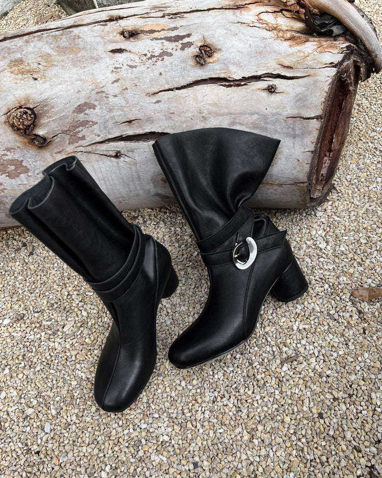 Karin Luna In Stock Spot Goods  Belt Buckle High Heel Large Tube Small Short Boots