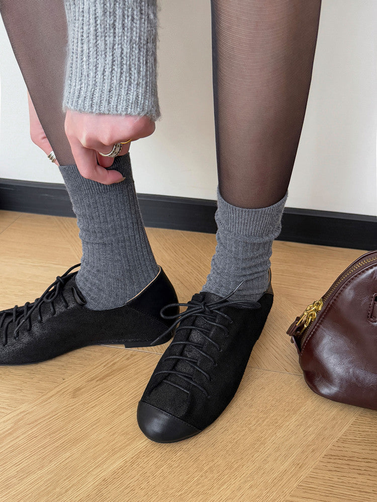 Karin Luna In Stock In Stock   Xiaohongshu Hot-Selling Lace-Up Round-Toe Deep Mouth Single Shoes