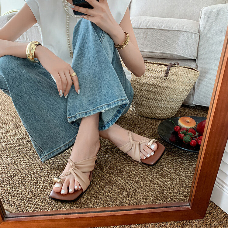 Karin Luna has a sense of design ~Twist Braided Cross Strap Square Toe Sandals