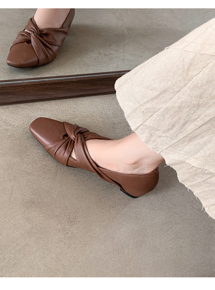Karin Luna Cross Design Square Toe Hidden Wedge Shoes