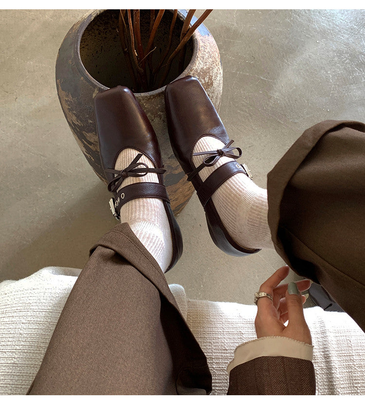Karin Luna In Stock Spot Goods  Square Toe Internal Height Increase Detachable Bowknot